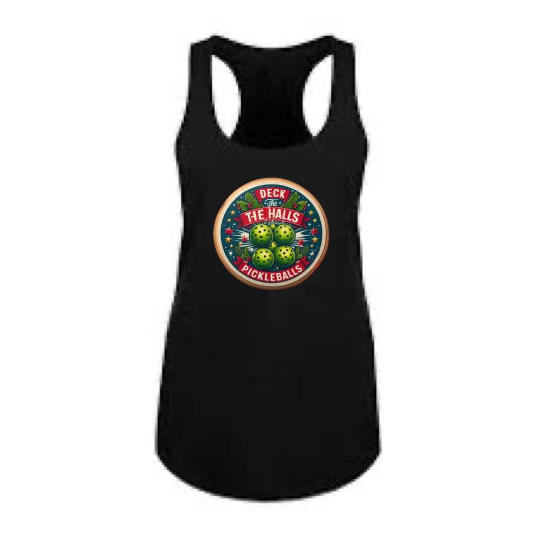 Deck the Halls with Pickleballs Women's Racerback Shirt