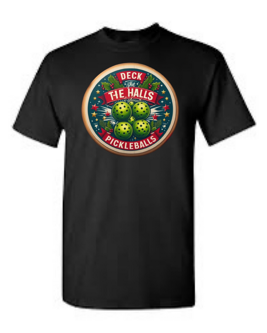 Deck the Halls with Pickleballs Short Sleeve T-Shirt