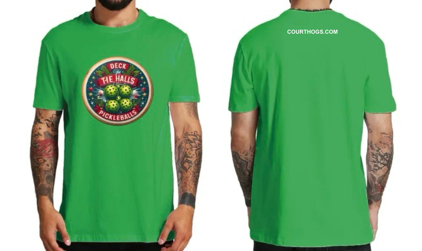 Deck the Halls with Pickleballs Short Sleeve T-Shirt