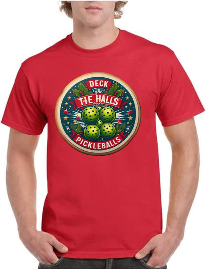 Deck the Halls with Pickleballs Short Sleeve T-Shirt